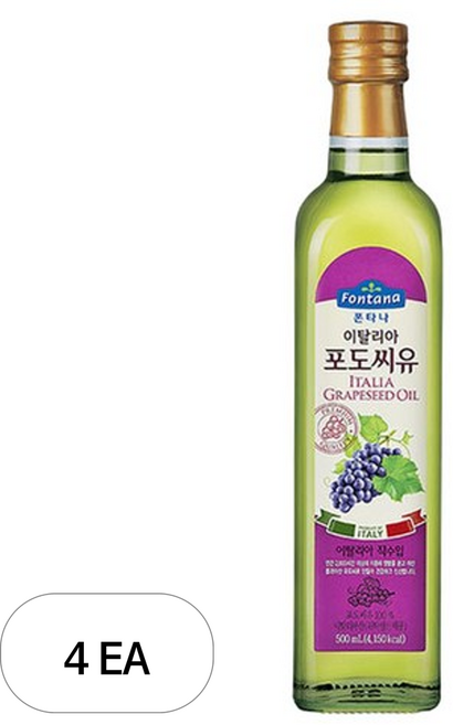 폰타나 이탈리아 포도씨유 도리카, 500ml, 4개