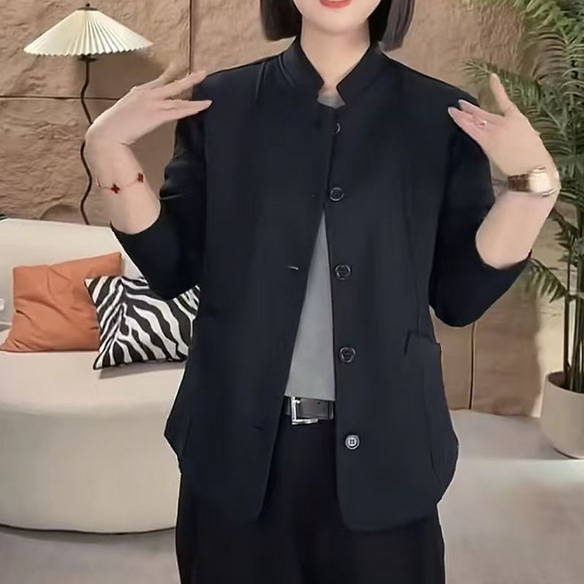 Neirny 빅사이즈 여성 라운드넥 긴팔 자켓 봄가을 간절기 루즈핏 스타일리쉬 데일리 심플 패션 오버핏 야구점퍼 숏 코트