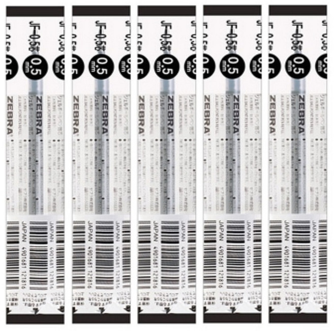 사라사 클립 볼펜 0.5mm, 리필심 블랙, 5개