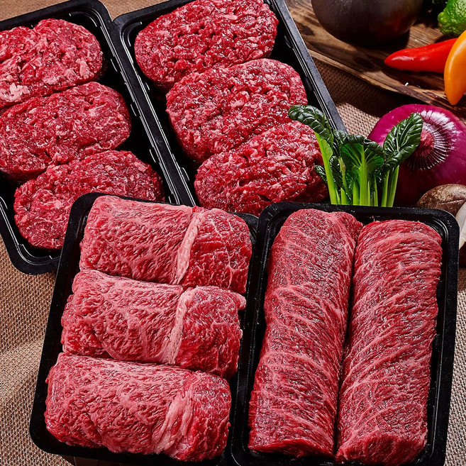 [우체국쇼핑]민통선한우촌선물세트 한우정육혼합세트2.4kg(등심600g+불고기600gx2+국거리600g)(1등급)(냉동), 1개