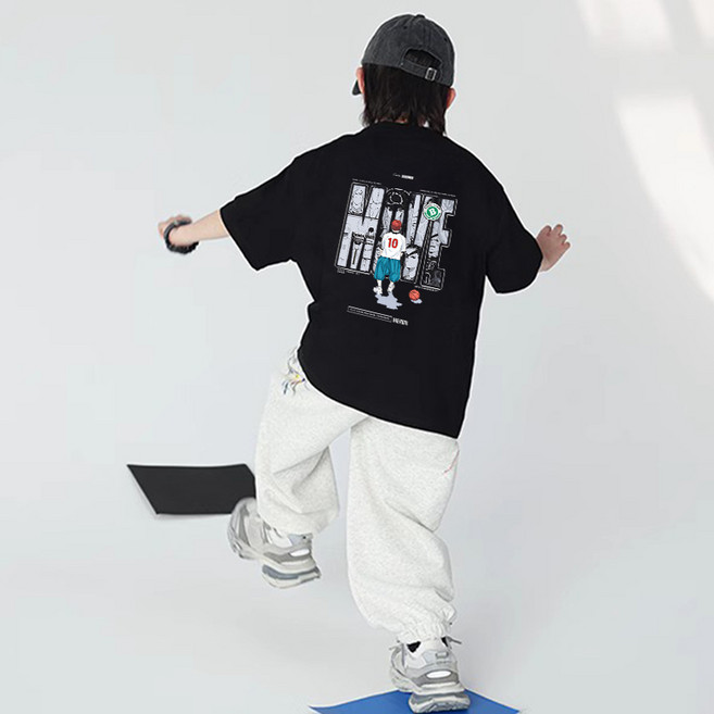 FONOW 반팔티셔츠 키즈티셔츠 트렌드 세터 슬램덩크 순면 100% 가족티 주니어옷