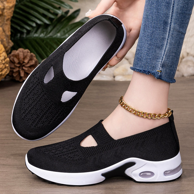 BLTER 여성 니트 메쉬 슬립온 에어 스니커즈 여름 발편한 미끄럼방지 니트 스판 망사 샌들 컴포트 푹신푹신 가볍고 편한 신발 여성 운동화 엄마 신발 여성 단화 워킹화G-8188