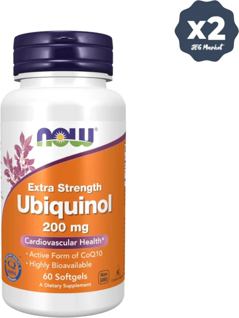 NOW푸드 유비퀴놀 200mg 코큐텐 활성형 CoQ10 소프트젤 60정 x 2 - 쿠팡