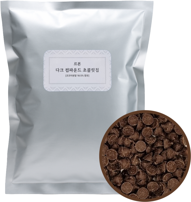 푸드길 르본 다크 컴파운드 초코칩, 1kg, 1개