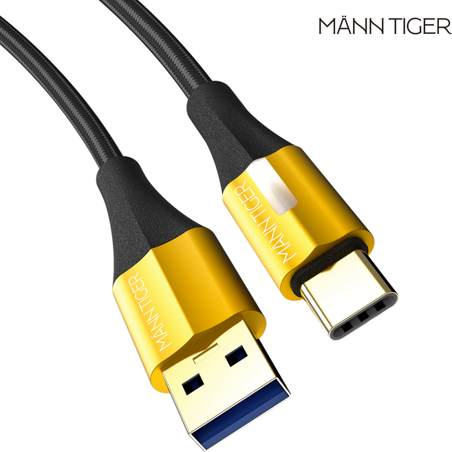 만타이거 USB3.0 to C타입 제니스 고속충전 케이블, 1개, 골드, 2m
