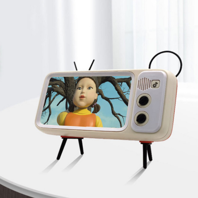 휴대폰거치대 캠핑 책상 레트로 선물 TV 핸드폰거치대 티비 스마트폰, 아이보리/그레이, 1개