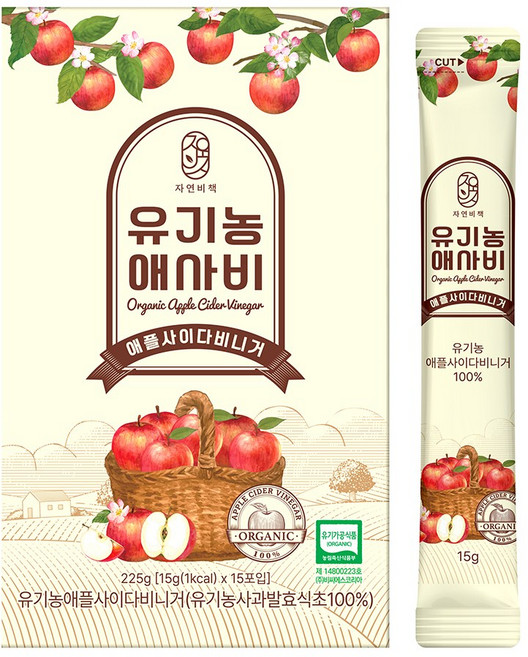 물 한방울넣지 않은 자연비책 유기농 애사비 스틱, 15개, 15g