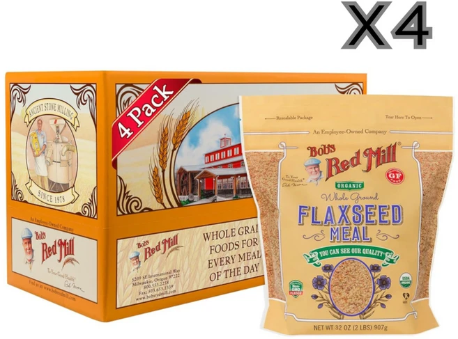 Bob's Red Mill 밥스레드밀 글루텐 프리 오가닉 유기농 브라운 아마씨 가루 통곡물 저당곡물 907g X 4팩 - 쿠팡