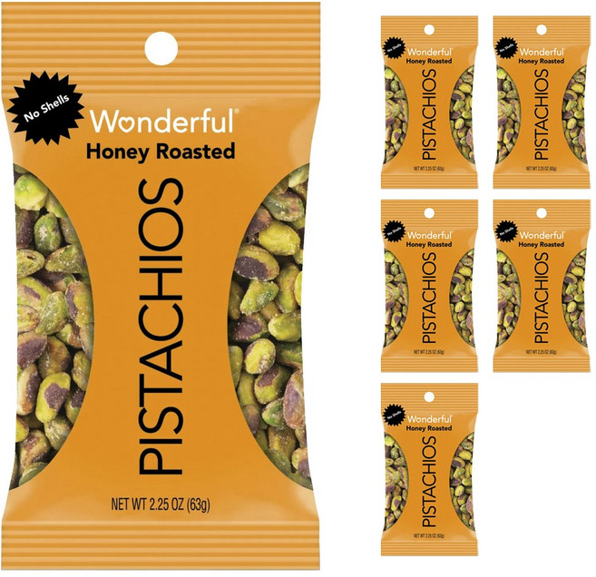 원더풀피스타치오 노 쉘 허니 로스티드 맛, 6개, 63g