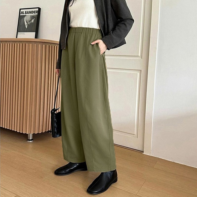 UPPERCUT 봄가을 와이드팬츠 코쿤팬츠 배기팬츠 빅사이즈 밴딩바지 통바지 테이퍼드핏 루즈핏 면바지