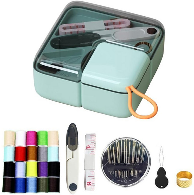 휴대용 반짇고리 세트 가정용 반짓고리 셋트 미니 반짇고리 의류재사용바늘세트, 1개, 라이트카키