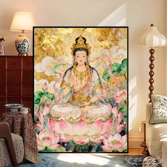 유화그리기 세트 관세음보살 불교 패키지 diy, 1개, 30x40cm나무캔버스+물감+붓세트