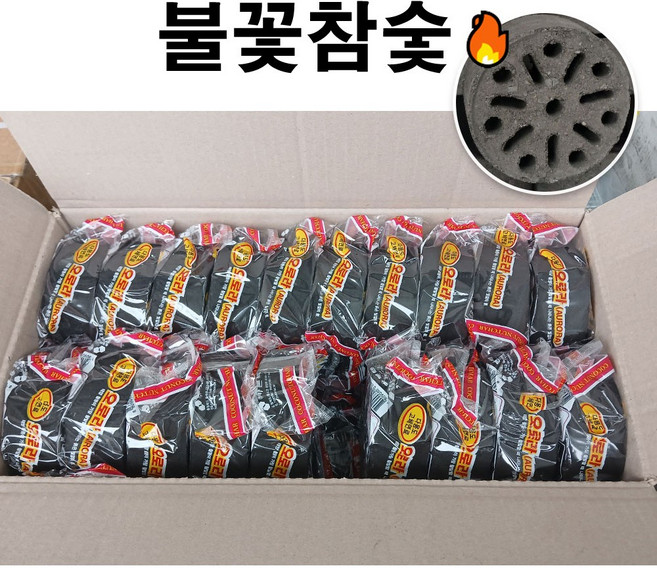 불꽃참숯 오로라 야자숯 20kg 40개묶음 번개탄 구이용 1박스