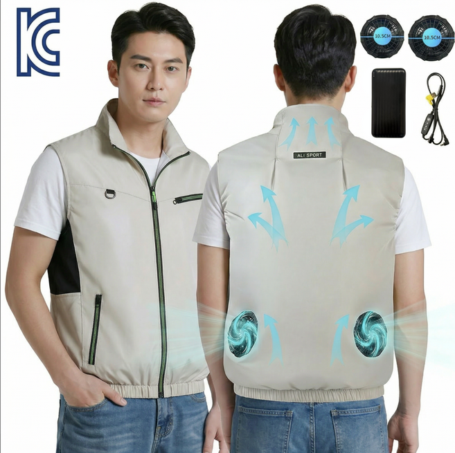 에어 쿨조끼 선풍기 조끼+20000mAh 보조 배터리 얼음조끼 남녀공용 낚시 등산 현장작업