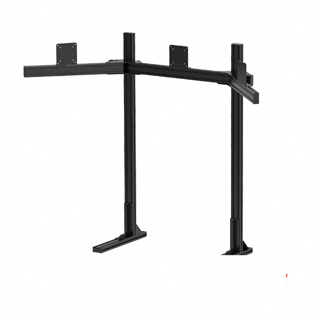 트리플 모니터 TV 알루미늄 프로파일 스탠드 LTGSIMUIATE 레이싱거치대 높이조절, 1개, 트리플 블랙