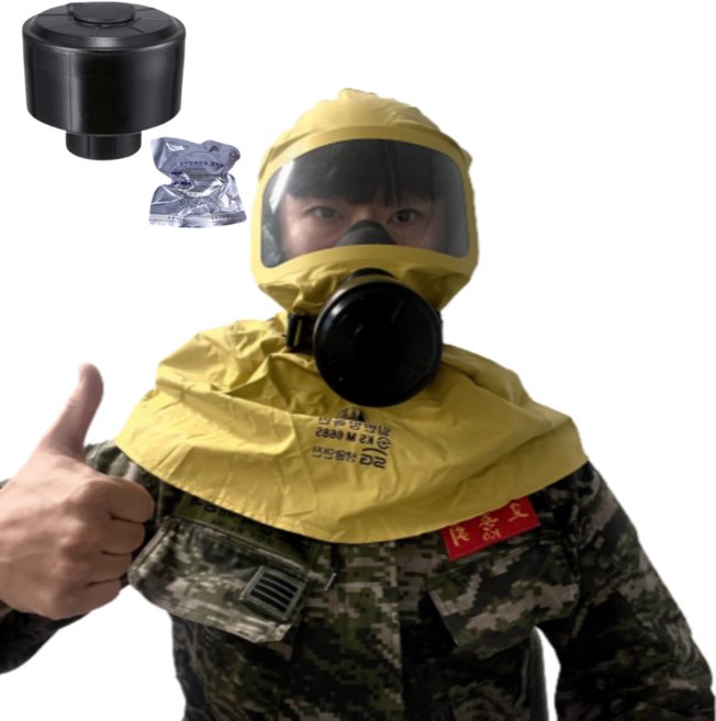 화생방방독면 핵전쟁 화학적 생물학적 방사능 대피 마스크 민방위훈련 정화통, 2개, 방독면