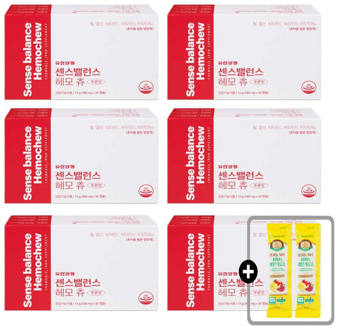 유한양행 센스밸런스 헤모츄 + 건강즙 2포, 6개, 30회분