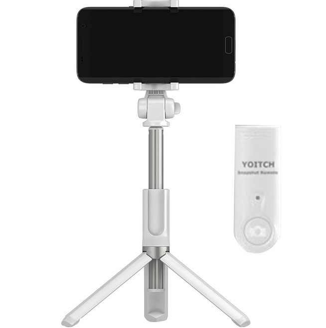 요이치 무선 삼각대 블루투스 셀카봉 욜로 화이트, WT300, 1개