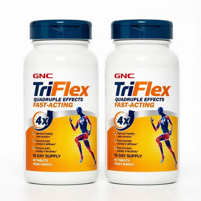 GNC TriFlex Quadruple Effects Fast-Acting 지엔씨 관절 영양제 글루코사민 콘드로이틴 MSM 4중 효과, 2개, 60정