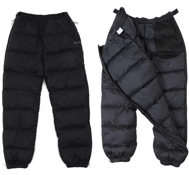 루베르거위털 우모바지 동계 캠핑 겨울 방한 풀지퍼형 구스다운 패딩 팬츠NDM