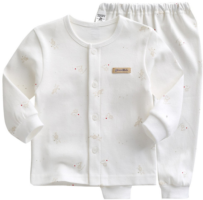 그린베베 영아용 봄가을 토끼고미 양면내의