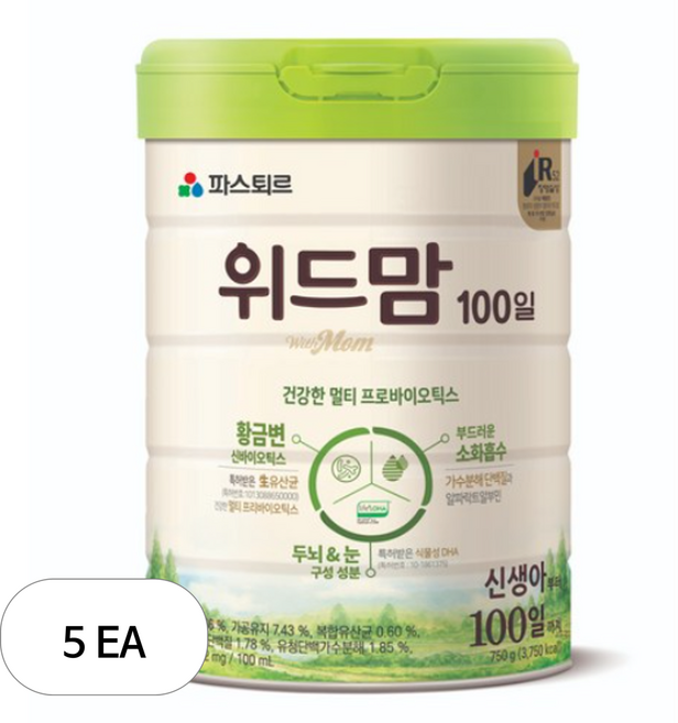 파스퇴르 위드맘 100일, 750g, 5개