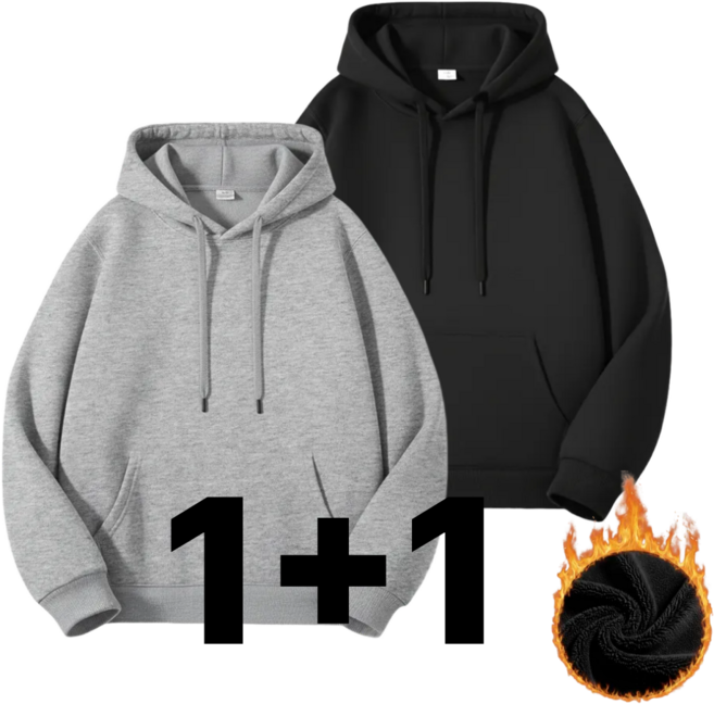 AnnLine 무지 오버핏 기모 후드티 1+1