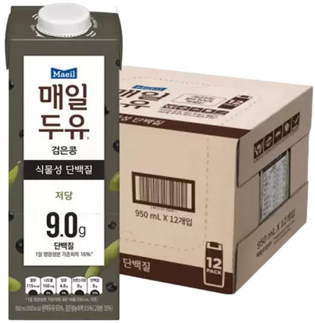 매일유업 매일두유 검은콩 950ml 12팩 저당 대용량 이중포장, 12개