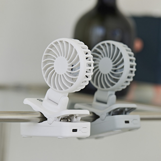 온트레일러 휴대용 미니 핸디 팬 손 선풍기 일체 클립형 유모차 책상 테이블 무선 초소형 집게형 핸즈프리 손풍기, 화이트