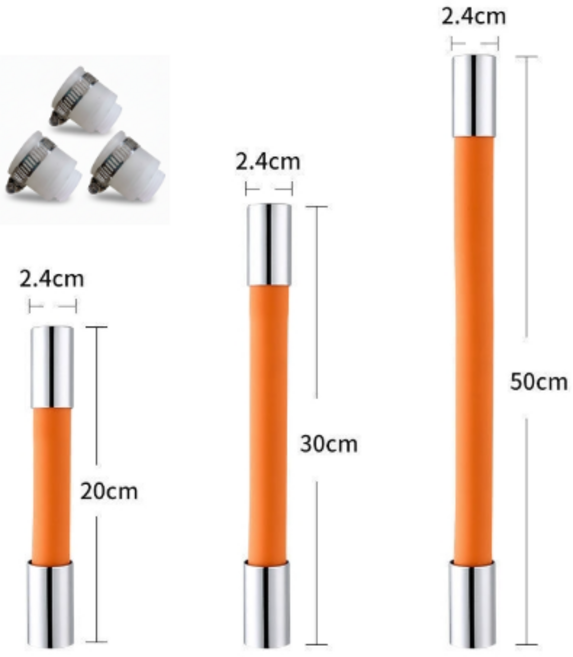 만능 수도 수전 연장 호스3개+커넥터3개 세트, 1세트