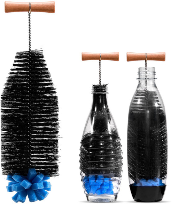 루이 360도 조절 스펀지 헤드 강력 청소 솔 미끄럼방지 그립 텀블러/유리컵/긴 물병, 1개, 블랙