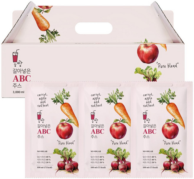 레드비트 사과 당근을 몽땅 갈아넣은 ABC 주스, 30개, 100ml