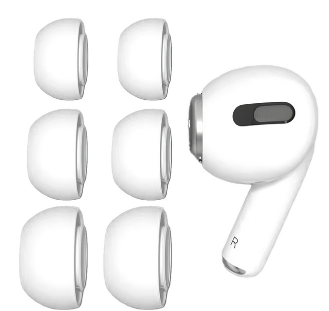 구스페리 에어팟 프로/프로2 호환 실리콘 이어팁 6P 세트, 화이트, 1세트