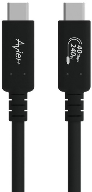 Avier Uni G3 USB4 Gen3 x 2 充電線 支援最高240W疾速充電 40Gbps超高速傳輸 支援8k@60Hz影像傳輸, 1.2m, 黑色, 1條