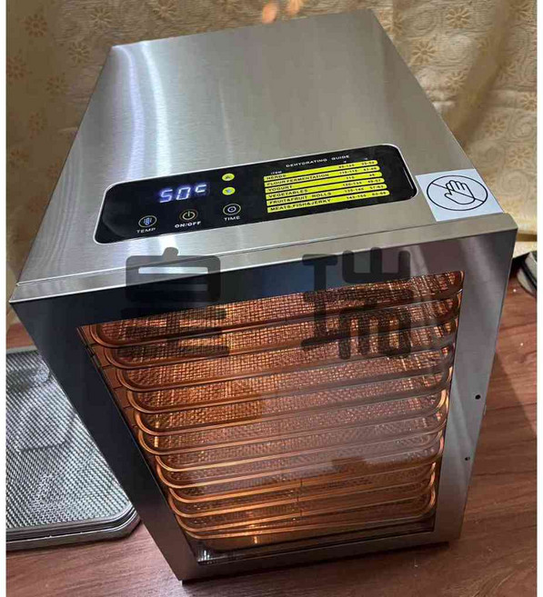 強化玻璃透視雙風扇不鏽鋼乾果機, 基本款, 不鏽鋼網, 12p