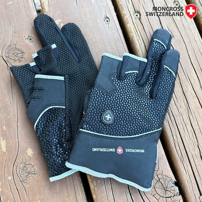 몽크로스 3컷 낚시장갑 사계절 바다 낚시용 글러브 장갑 GFG-301B, 2개, 블랙