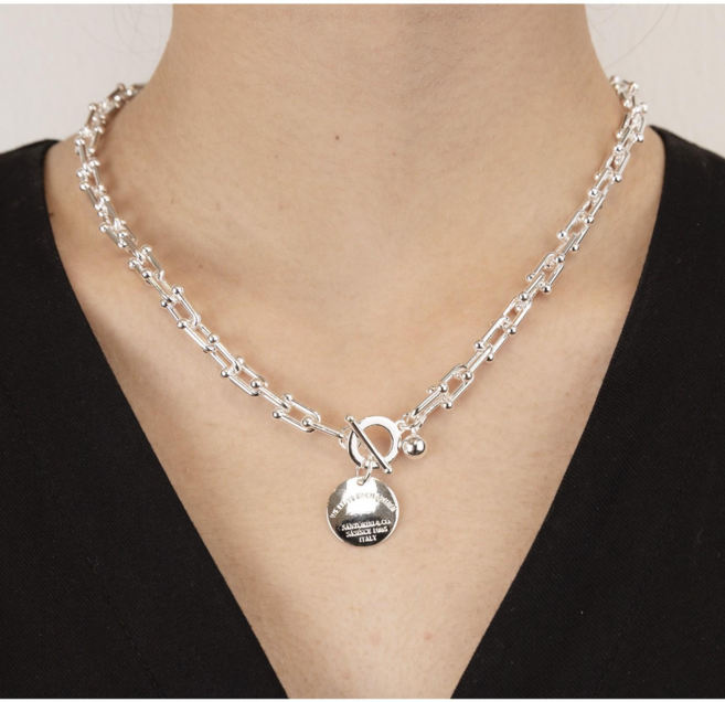 조이앤에스 92.5 은도금 각인 코인 동전 팬던트 토글바 체인 목걸이 (2color) JSN718