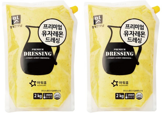 아워홈 프리미엄 유자 레몬 드레싱 2kg x 2개 / 유자 소스 드레싱