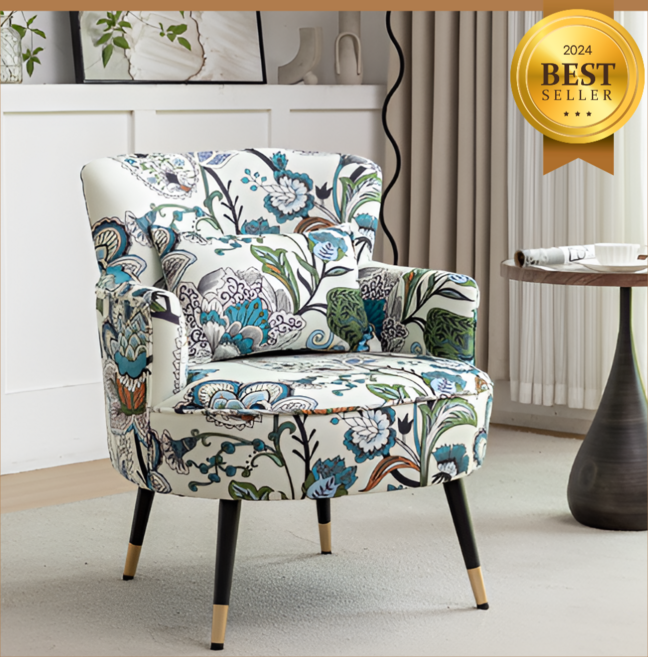 블로썸가구 유럽풍 빈티지 엔틱의자 1인용 카페 디자인 인테리어 안락 쇼파 레트로 싱글 1인 소파, 1개, 모던블루