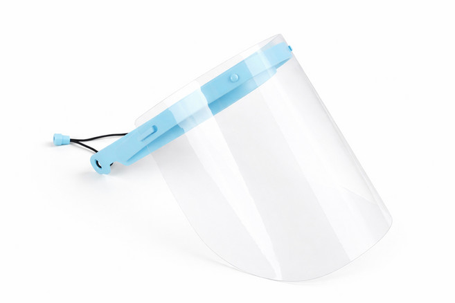 위생 페이스쉴드 안면보호대 비말방지 김서림방지 밴드형 투명 페이스가드 블루 병원 방역 보호구, 1세트