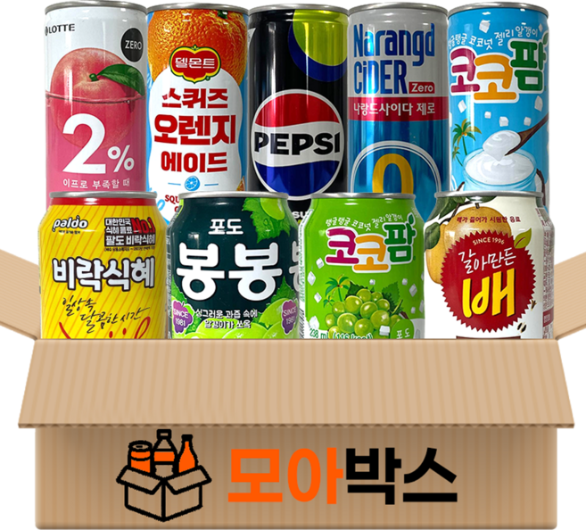 [모아박스] 미니뚱캔음료 탄산음료 과즙음료 혼합 9종 (238ml~250ml), 1세트, 238ml
