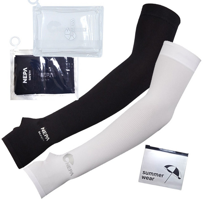 네파 심리스 손등형 쿨토시 2개+파우치, 블랙+화이트+파우치, 1개