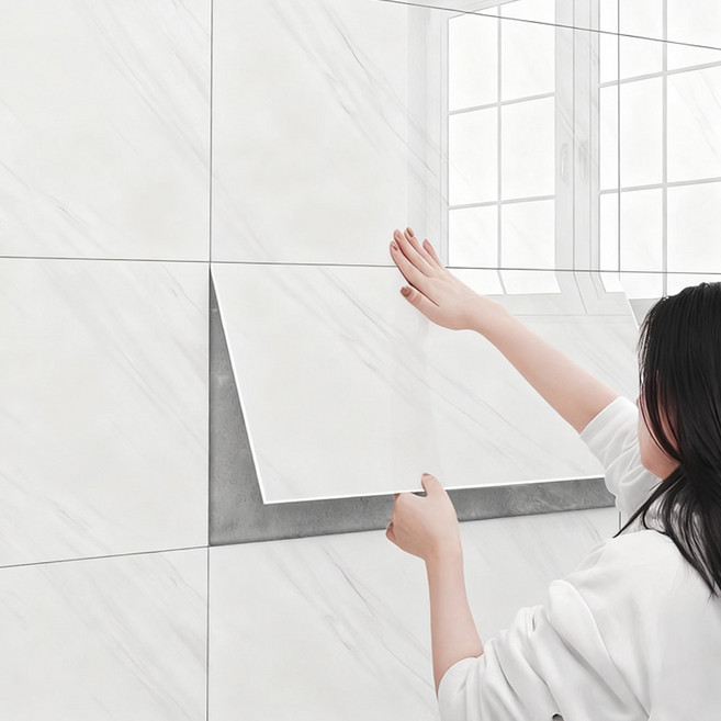 투데이리빙 20p 세트 붙이는 폼블럭 대리석 시트지 벽면 데코 타일 현관 주방 욕실 거실 화장실 바닥 스티커 접착식 셀프 시공 벽타일, 20장, 화이트