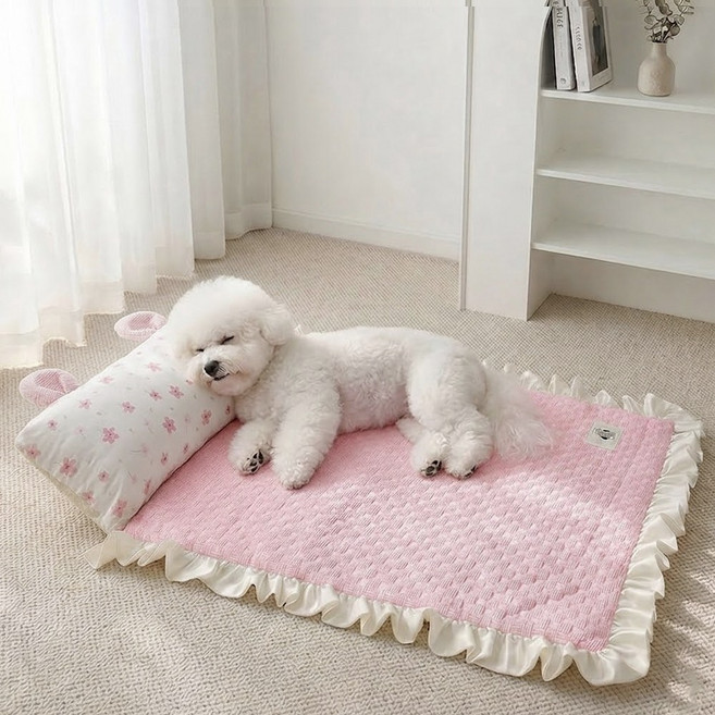 WHH 여름 시원함 오래 지속되는 강아지 쿨매트 고양이 방석, 1개, 핑크색