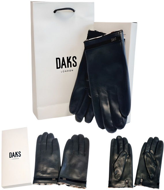 (백화점 매장판) 닥스 로고 남성 가죽 장갑 체크 기모 안감 스마트 터치 [선물포장박스+쇼핑백증정]
