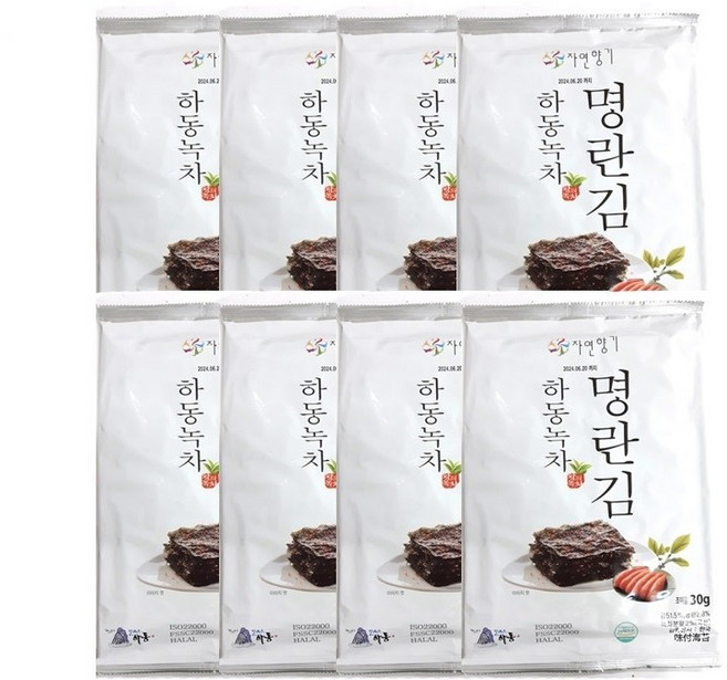 맛있는 하동 녹차 명란김 전장김 8봉(1봉당 30g) 바삭, 8개, 30g