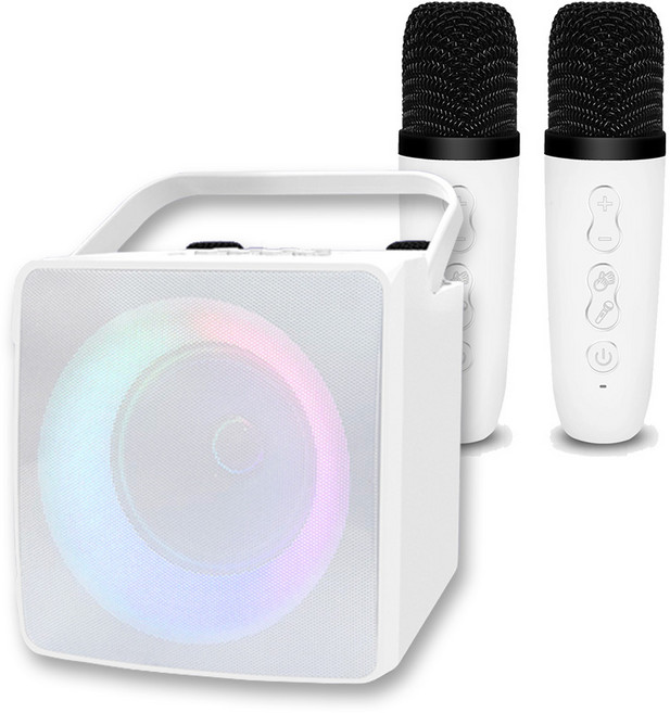 머레이 레인보우 휴대용 여행용 캠핌용 LED 블루투스 스피커 노래방기계 [+미러볼증정], 화이트