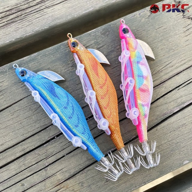 백경 스웨긴 포세이돈 에비슷테 SG-505 한치 무늬오징어 갑오징어 생미끼 래틀 삼봉에기, 4 글로우 오렌지, 1개