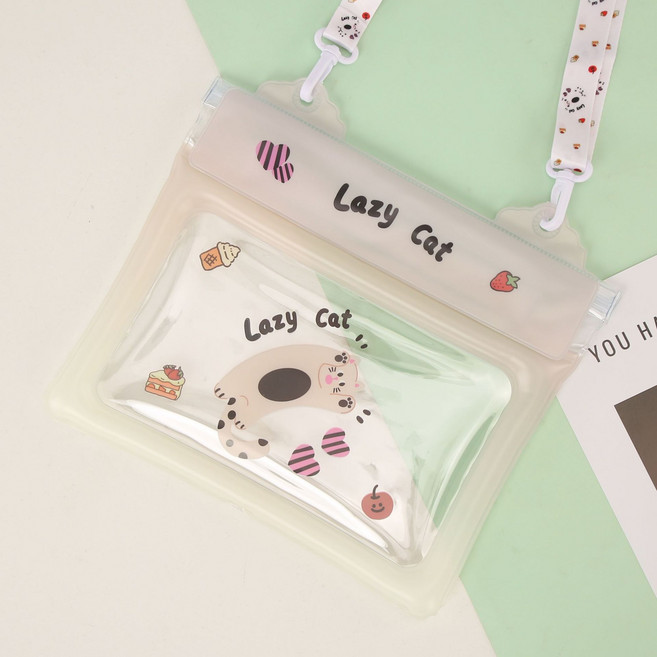 대용량 캐릭터 방수팩 스마트폰 핸드폰 파우치 가방 넉넉한 수납 와이드형 6종, 베이지, 1개