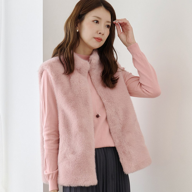 무브너 여성용 리버시블 양면 밍크 무스탕 베스트 조끼 빅사이즈